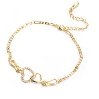 Brass Anklet, Cubic Zirconia, with Brass, plated, DIY, more colors for choice, Sold By PC