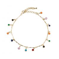 Brass Anklet, Cubic Zirconia, with Brass, plated, DIY, more colors for choice, Sold By Strand