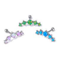 Stainless Steel Ear Piercing Jewelry with Opal & Cubic Zirconia fashion jewelry & Unisex Sold By PC