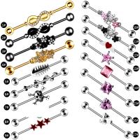Stainless Steel Ear Piercing Jewelry, with Cubic Zirconia, fashion jewelry & Unisex & different styles for choice, more colors for choice, Sold By PC