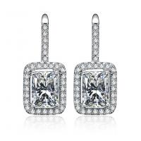 Brass Drop Earring, platinum plated, micro pave cubic zirconia & for woman, more colors for choice, nickel, lead & cadmium free, 10x22mm, Sold By Pair