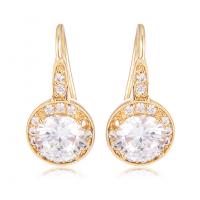 Brass Drop Earring, real gold plated, micro pave cubic zirconia & for woman, nickel, lead & cadmium free, 10x20mm, Sold By Pair