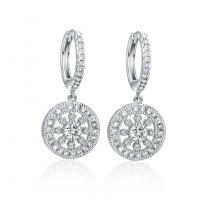 Huggie Hoop Drop Earring Brass platinum plated micro pave cubic zirconia & for woman & hollow nickel lead & cadmium free Sold By Pair