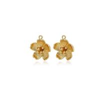 Brass Jewelry Pendants Flower gold color plated Approx 2mm Sold By Lot