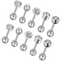Stainless Steel Ear Piercing Jewelry with Rhinestone 10 pieces & fashion jewelry & Unisex Sold By Set