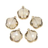 Crystal Pendants, with Brass, Flower, plated, DIY & faceted, Crystal Clear, 27*23*12mm, Hole:Approx 1mm, 5PCs/Bag, Sold By Bag