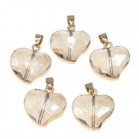 Crystal Pendants, with Brass, Heart, plated, DIY & faceted, Crystal Clear, 23*22*10mm, Hole:Approx 1mm, 5PCs/Bag, Sold By Bag