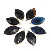 Agate Jewelry Pendants, with Brass, Leaf, plated, DIY & faceted, more colors for choice, 58*31*12mm, Hole:Approx 1mm, Sold By PC