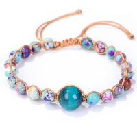 Colorful Natural Tiger Eye Stone & Impression Jasper Braided Bracelets handmade fashion jewelry & Unisex Sold By Strand