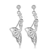Brass Drop Earring Mermaid platinum plated micro pave cubic zirconia & for woman nickel lead & cadmium free Sold By Pair