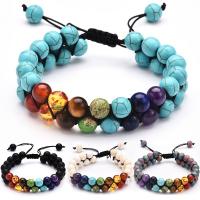 Natural 7 Chakras Beads Healing Gemstone Bracelets turquoise with Agate plated fashion jewelry & braided bracelet & Unisex 8mm Sold By Strand