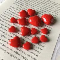Harpiks smykker Perler, Resin, Heart, ovntørrende lak, du kan DIY & forskellig størrelse for valg, rød, Solgt af PC