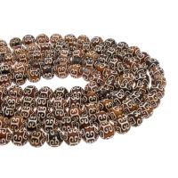 Ágata natural tibetano Dzi Beads, Ágata tibetana, Roda, DIY & tamanho diferente para a escolha, marrom, vendido para 38 cm Strand