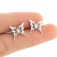 Stainless Steel Stud Earrings Butterfly plated fashion jewelry & for woman Sold By PC