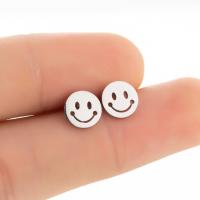 Stainless Steel Stud Earrings Smiling Face plated fashion jewelry & for woman 8mm Sold By Pair
