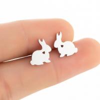 Stainless Steel Stud Earrings Rabbit plated fashion jewelry & for woman Sold By Pair