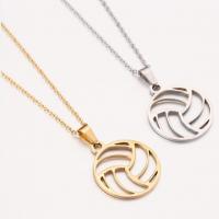 Stainless Steel Jewelry Necklace Volleyball plated fashion jewelry & for woman 22mm Length 17.7 Inch Sold By PC
