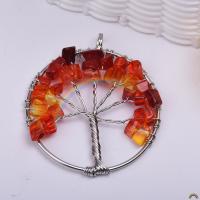 Tibetan Style Pendants, with Natural Stone, Lucky Tree, plated, DIY, mixed colors, nickel, lead & cadmium free, 50mm, Sold By PC