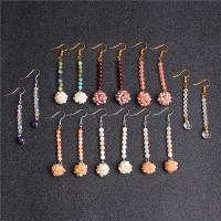 Gemstone Earrings, Pedra natural, borlapendão, joias de moda & para mulher, Mais cores pare escolha, 12*71mm, vendido por par