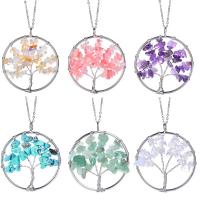 Natural Gemstone Necklace Stainless Steel with Quartz Tree plated fashion jewelry & for woman 500+50*56*49mm Sold By Strand