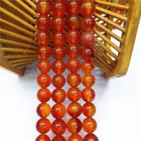 الخرز العقيق الأحمر الطبيعية, جولة, مصقول, ديي & حجم مختلفة للاختيار, البرتقالي المحمر, تباع بواسطة حبلا