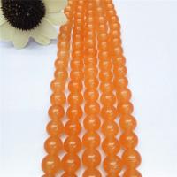 Natural Chalcedony Bead, Carnelian, Round, polished, DIY & different size for choice, orange, Sold By Strand