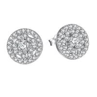 Brass Stud Earring, platinum plated, micro pave cubic zirconia & for woman, nickel, lead & cadmium free, 2mm, Sold By Pair