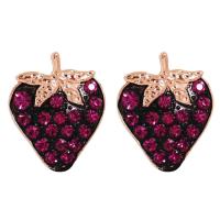 Zinc Alloy Stud Earring fashion jewelry & with rhinestone red Sold By Pair