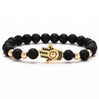 Men Bracelet Zinc Alloy with Lava plated Unisex & micro pave cubic zirconia nickel lead & cadmium free Sold By Strand