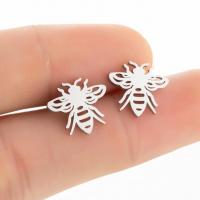 Stainless Steel Stud Earrings, Spider, plated, fashion jewelry & for woman, silver color, nickel, lead & cadmium free, 12x13mm, Sold By Pair