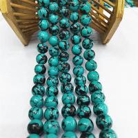 Türkis Perlen, Sinkiang Türkis, rund, poliert, DIY & verschiedene Größen vorhanden, dunkelgrün, verkauft von Strang