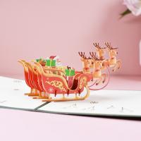 Tarjeta de felicitación, Papel, Impresión, Diseño de Navidad & hecho a mano & Efecto 3D, 13x155mm, 3PCs/Grupo, Vendido por Grupo