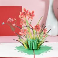 Grußkarte, Papier, Blume, Drucken, handgefertigt & 3D-Effekt, gemischte Farben, 150x200mm, 3PCs/Menge, verkauft von Menge