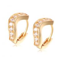 Brass Huggie Hoop Earring gold color plated micro pave cubic zirconia & for woman nickel lead & cadmium free Sold By Pair