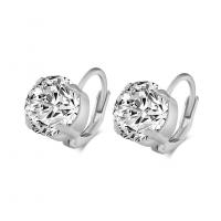 Brass Leverback Earring plated micro pave cubic zirconia & for woman nickel lead & cadmium free 17mm Sold By Pair