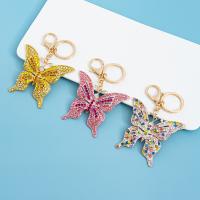 Bag Purse Charms Keyrings Keychains Zinc Alloy with Rhinestone Butterfly portable & Unisex Sold By PC