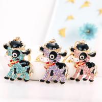 Bag Purse Charms Keyrings Keychains, Tibetan Style, with Rhinestone, Cow, portable & Unisex, more colors for choice, Sold By PC
