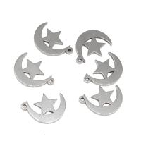 Stainless Steel Pendants Moon plated DIY silver color 13*10*1mm Sold By PC