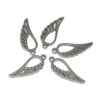 Stainless Steel Pendants Wing Shape plated DIY silver color 17*6*1mm Sold By PC