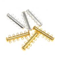 Stainless Steel Slide Lock Clasp, Column, plated, DIY, more colors for choice, 31*10*6mm, Approx 50PCs/Bag, Sold By Bag