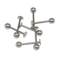 Stainless Steel Ear Piercing Jewelry, plated, DIY, silver color, 14*4mm, Sold By Pair