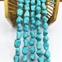 Gemstone фишки, Синтетическая голубая бирюза, Нерегулярные, полированный, DIY, голубой, 11x13mm, Приблизительно 31ПК/Strand, продается Strand