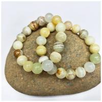 Light Mottle Green Jade Bracelet, Round, polished, Unisex & different size for choice, Sold Per Approx 7.5 Inch Strand