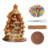 Backflow Incense Burner, Porcelain, Christmas Tree, plated, for home and office & durable, more colors for choice, 95x180x95mm, Sold By PC