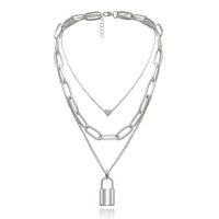 Mode-Multi-Layer-Halskette, Zinklegierung, Türschloss, plattiert, für Frau & Multi-Strang, keine, 36cm,44.5cm,50cm, verkauft von Strang