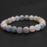 Gemstone Bracelets, Morganite, Round, polished, fashion jewelry & different size for choice, mixed colors, Sold Per 7.5 Inch Strand