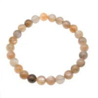 Gemstone Bracelets, Moonstone, Round, polished, fashion jewelry & different size for choice, mixed colors, Sold Per 7.5 Inch Strand