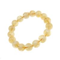 Bracelets de pierres précieuses, perles de citrine, Rond, poli, bijoux de mode & normes différentes pour le choix, Jaune, Vendu par 7.5 pouce brin