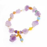 Bracelets de pierres précieuses, améthyste, beignet, poli, bijoux de mode, violet, 14*14*8mm, Vendu par Environ 7.5 pouce brin
