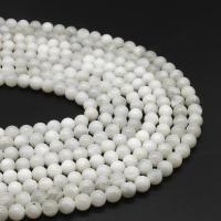 Mondstein Perlen, rund, poliert, DIY & verschiedene Größen vorhanden, weiß, verkauft per 38 cm Strang
